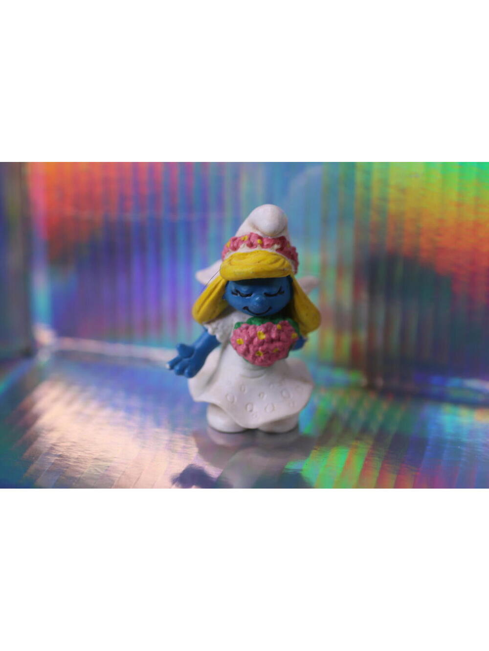 Smurfs 20412 Bride Smurfette 1991 Wedding Gown Vtg Smurf Figurine toy